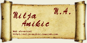 Milja Anikić vizit kartica